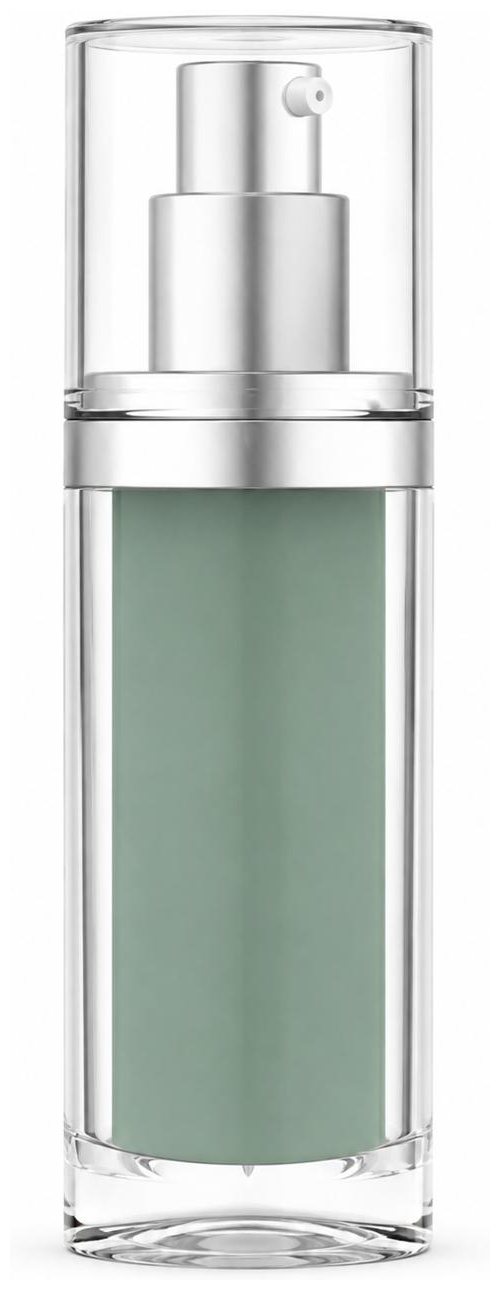 Airless pump bottle with clear overcap