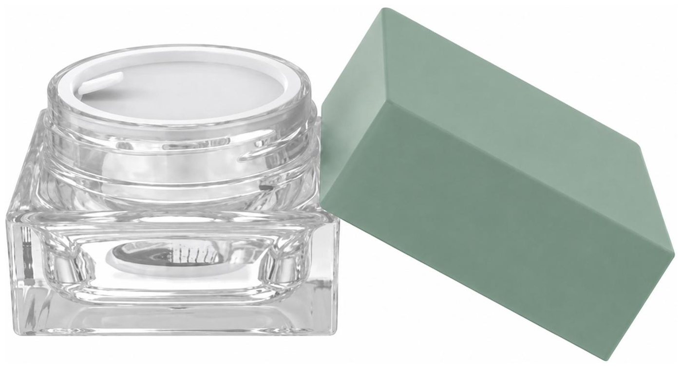 Square cream jar with lid removed